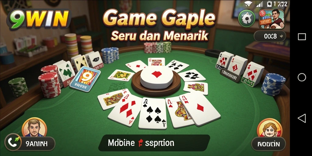 Tampilan screenshot utama 9WIN dengan gameplay Gaple yang mendebarkan.