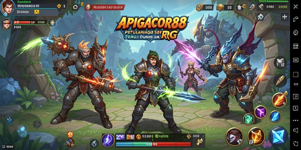 Gameplay seru dalam APIGACOR88 dengan karakter dan monster menarik.