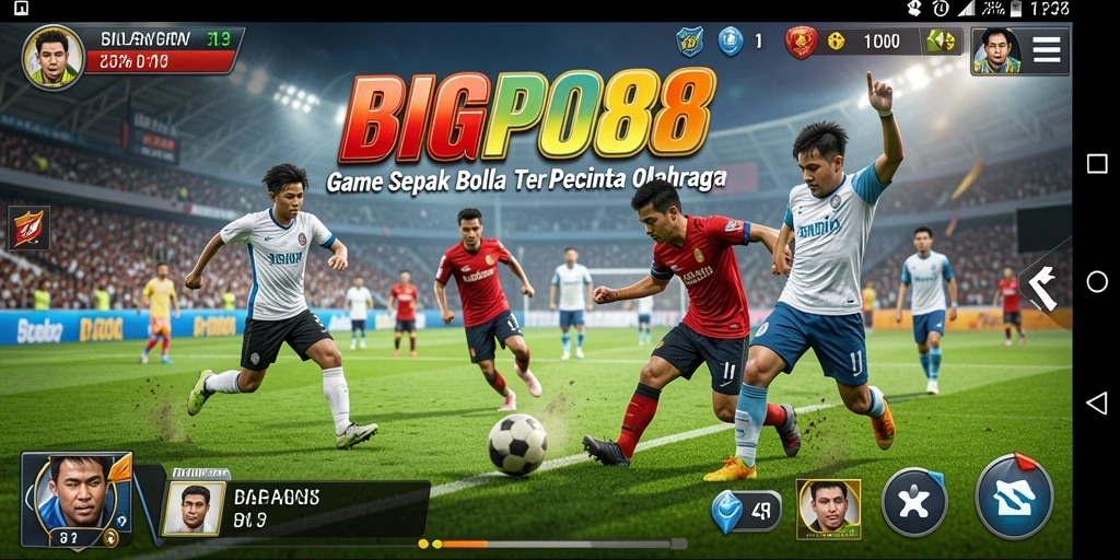 Screenshot BIGPO88 menampilkan pertandingan sepak bola yang mendebarkan.